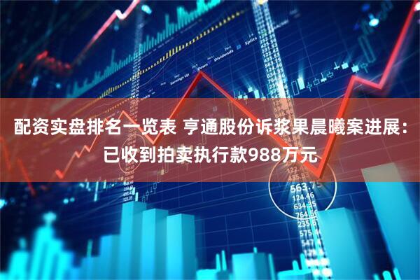 配资实盘排名一览表 亨通股份诉浆果晨曦案进展：已收到拍卖执行款988万元