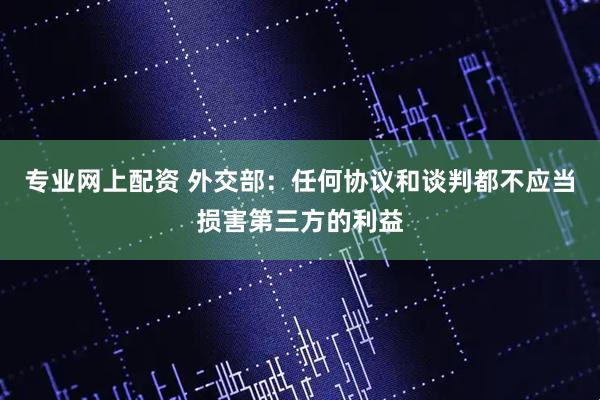 专业网上配资 外交部：任何协议和谈判都不应当损害第三方的利益